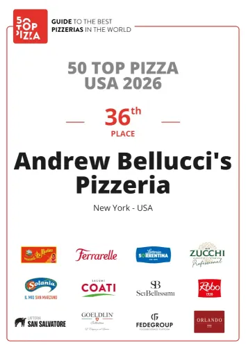 Andrew Bellucci's Pizzeria ranked #36 in the United States - 50 top Pizza in the USA